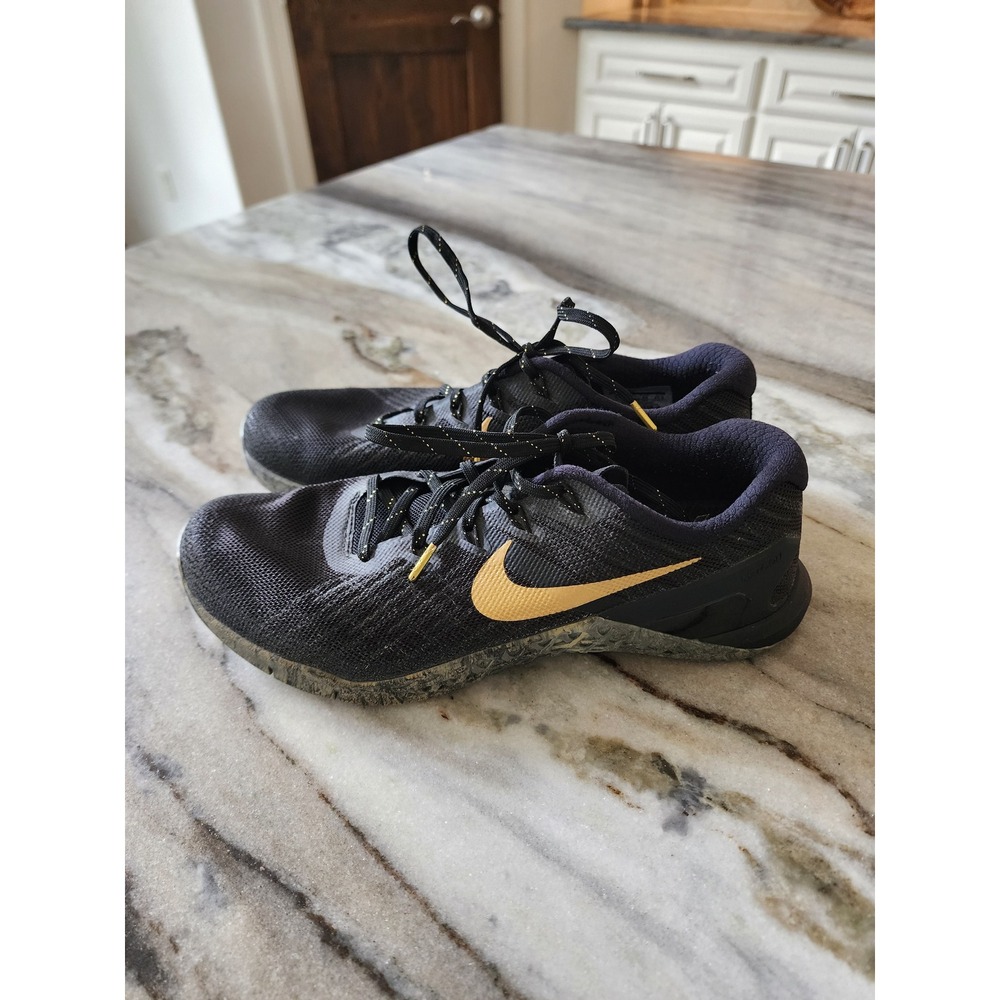 Nike Metcon 3 Womens Training Shoes Black Metallic Gold 848933-007 Size 8.5